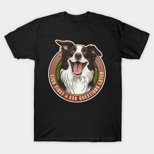 Lick First Border Collie Design T-Shirt